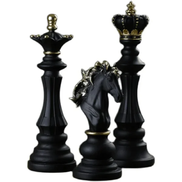Resin Retro International Chess Figurine for Interior King Knight Sculpture Home Desktop Decor Living Room Decoration 5