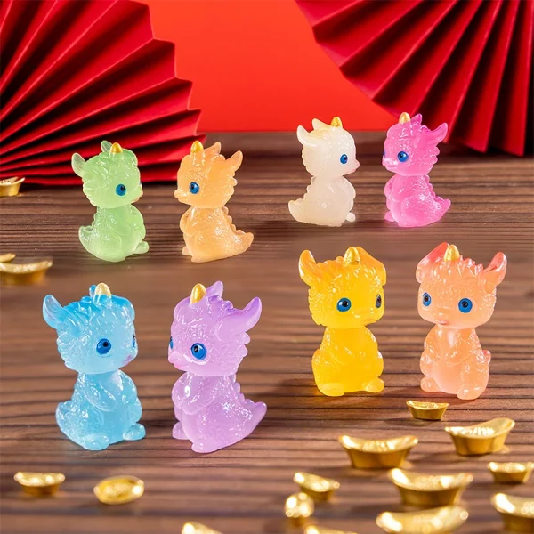 Mini Luminous Zodiac Dragon Figurine Simulation Loong Ornament Micro Landscape Car Interior Home Desktop Decoration 1