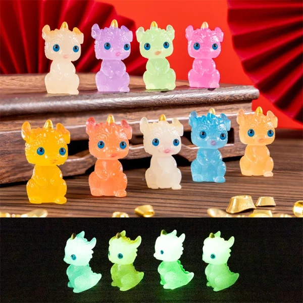 Mini Luminous Zodiac Dragon Figurine Simulation Loong Ornament Micro Landscape Car Interior Home Desktop Decoration 2