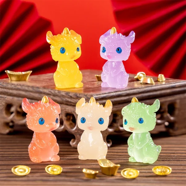 Mini Luminous Zodiac Dragon Figurine Simulation Loong Ornament Micro Landscape Car Interior Home Desktop Decoration 3