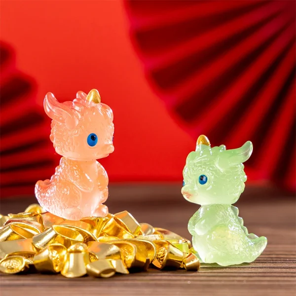 Mini Luminous Zodiac Dragon Figurine Simulation Loong Ornament Micro Landscape Car Interior Home Desktop Decoration 4