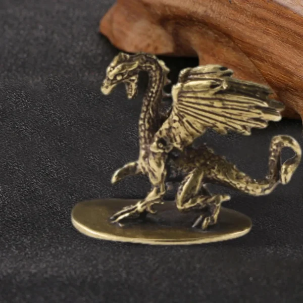 Brass Pterosaur Dragon Ornament Flying Dragon Sculpture Small Tea Pet Miniatures Figurines for Car Bookcase Desktop Tea Room 1