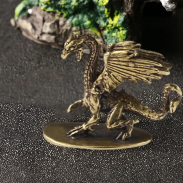 Brass Pterosaur Dragon Ornament Flying Dragon Sculpture Small Tea Pet Miniatures Figurines for Car Bookcase Desktop Tea Room 2