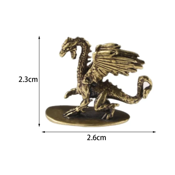 Brass Pterosaur Dragon Ornament Flying Dragon Sculpture Small Tea Pet Miniatures Figurines for Car Bookcase Desktop Tea Room 6