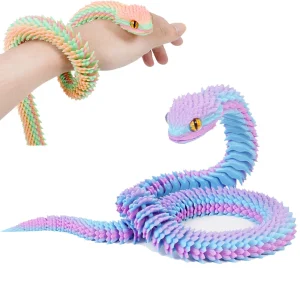 3D Printed Snake Luminous Movable Joint Simulation Snake Figurine Creative Home Office Desktop Decoration New Year Gifts Crafts 1