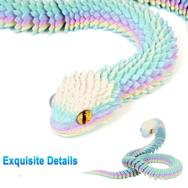3D Printed Snake Luminous Movable Joint Simulation Snake Figurine Creative Home Office Desktop Decoration New Year Gifts Crafts 2