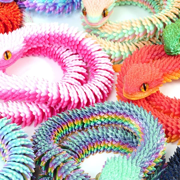 3D Printed Snake Luminous Movable Joint Simulation Snake Figurine Creative Home Office Desktop Decoration New Year Gifts Crafts 5