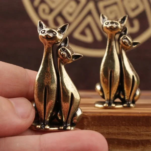 Antique Brass Cat Lovers Statue Ornament Copper Animal Sculpture Incense Burner Home Desktop Decorative Figurines & Miniatures 1
