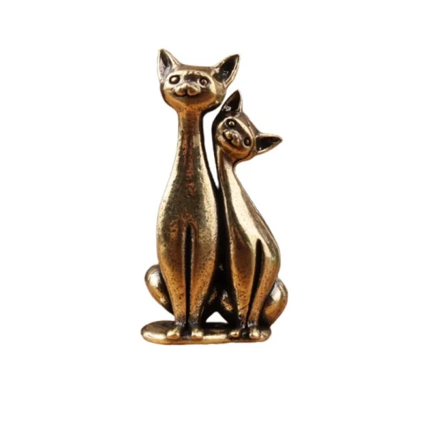 Antique Brass Cat Lovers Statue Ornament Copper Animal Sculpture Incense Burner Home Desktop Decorative Figurines & Miniatures 6