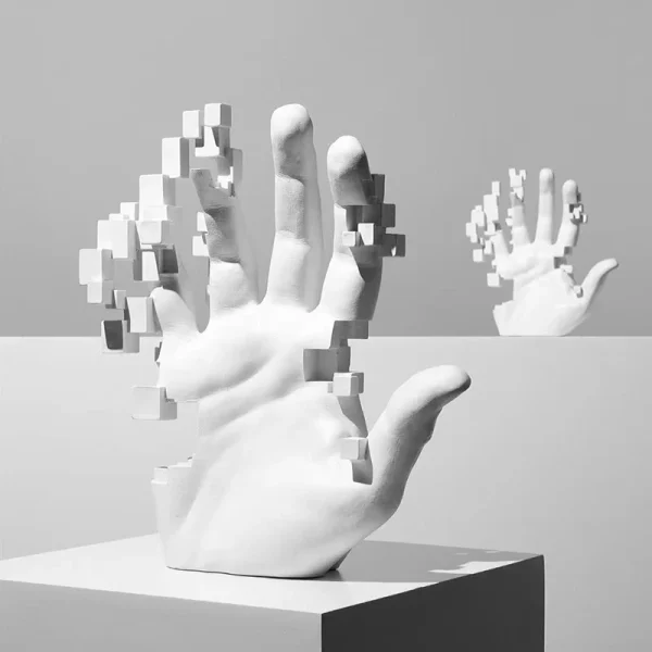 20cm Modern Decoration Mosaic Sculpture Hand Model Resin Abstract Figurine Home Desktop Decor  Fashion Study Office Statue 1
