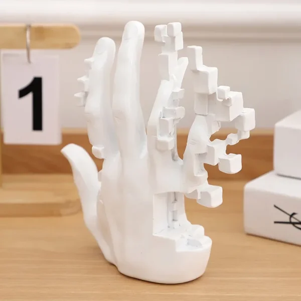 Aesthetic Mosaic Hand Figures Nordic Resin Palm Statue Modern Figurine Sculpture Luxury Livingroom Decoration Room Accessories 5