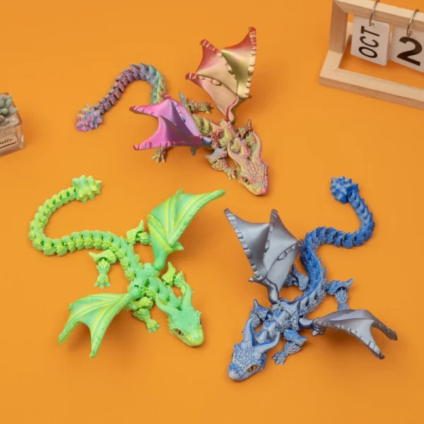 3D Printed Winged Carriage Dragon Figurine With Random Eyes Art Deco Resin Dragon Sculpture, Tabletop Animal Theme Deco 1PC 2025 3