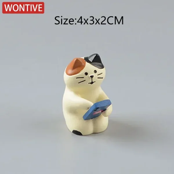 Cartoon Cat Frog Bear Yellow Chair Computer Office Model Mini Action Figures Resin Home Decor Accessories Desktop Figurine Toys 4