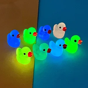 10pcs Luminous Resin Kawaii Mini 3D Duck Miniature Dollhouse Items Miniatures Sculptures Figurines Statue Figures Statues Things 1