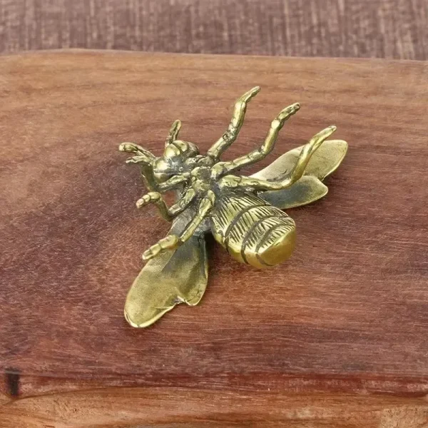 Solid Brass Insect Honeybee Figurines Miniatures Tea Pet Funny Beetle Crafts Collection Desktop Small Ornaments Home Decorations 3