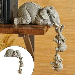 3Pcs/Set Cute Elephant Figurines Elephant Holding Baby Elephant Resin Crafts Home Furnishing Gift 1