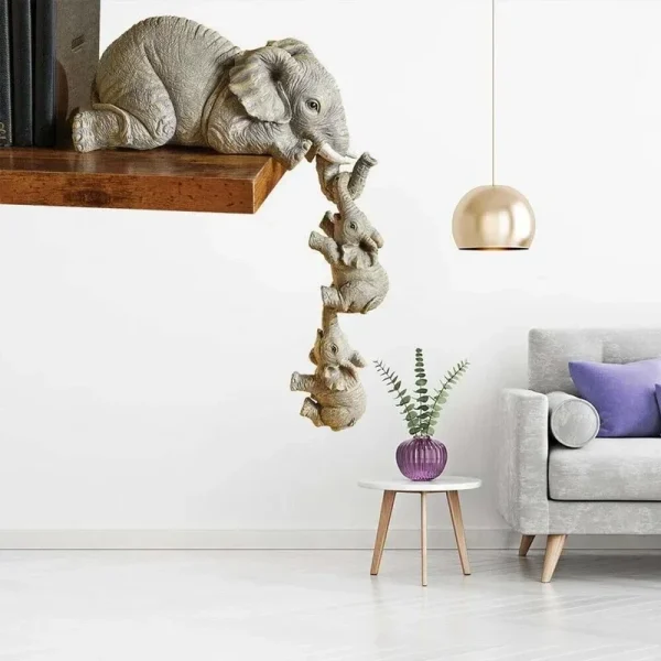 3Pcs/Set Cute Elephant Figurines Elephant Holding Baby Elephant Resin Crafts Home Furnishing Gift 3