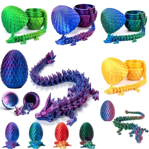 3D Printed Dragon Egg Dragon Model Holiday Gift Decorative Model Full Color Crystal Collection Sculpture Children's Toy Crafts 2