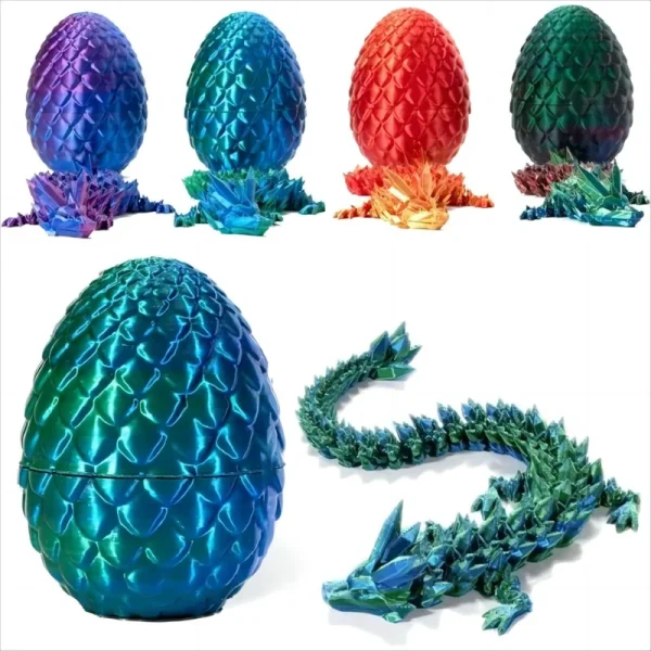 3D Printed Dragon Egg Dragon Model Holiday Gift Decorative Model Full Color Crystal Collection Sculpture Children's Toy Crafts 4
