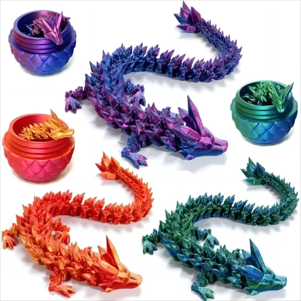 3D Printed Dragon Egg Dragon Model Holiday Gift Decorative Model Full Color Crystal Collection Sculpture Children's Toy Crafts 5