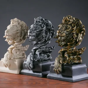 Aesthetic Lion Figure Nordic Vintage Lion Statue Resin Animal Sculpture Figurine Luxury Living Room Decoration Desk Accessories 1