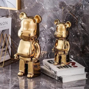 Aesthetic Bear Figure Catoon Ceramics Bear Statue Cute Animal Figurine Sculpture Luxury Livingroom Decoration Desk Accessories 1