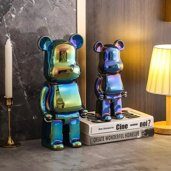 Aesthetic Bear Figure Catoon Ceramics Bear Statue Cute Animal Figurine Sculpture Luxury Livingroom Decoration Desk Accessories 2