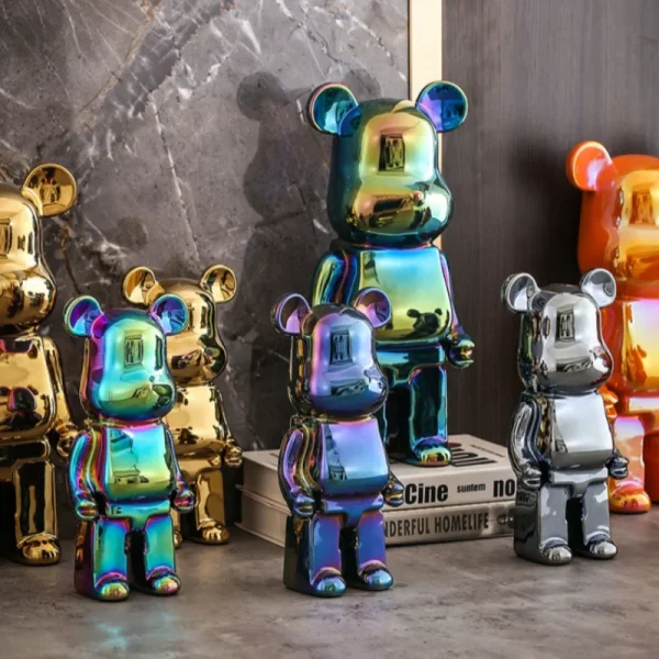 Aesthetic Bear Figure Catoon Ceramics Bear Statue Cute Animal Figurine Sculpture Luxury Livingroom Decoration Desk Accessories 6
