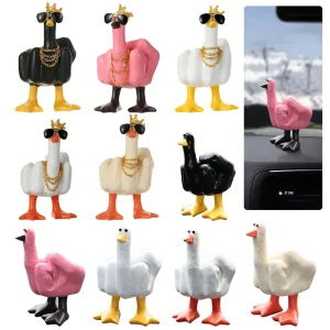 Middle Finger Little Duck Decor Resin Small Duck Sculpture 7.5cm Duck Decorative Figurine for Home Garden Desk Decoration 1