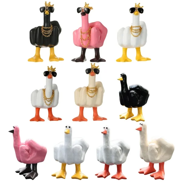 Middle Finger Little Duck Decor Resin Small Duck Sculpture 7.5cm Duck Decorative Figurine for Home Garden Desk Decoration 2