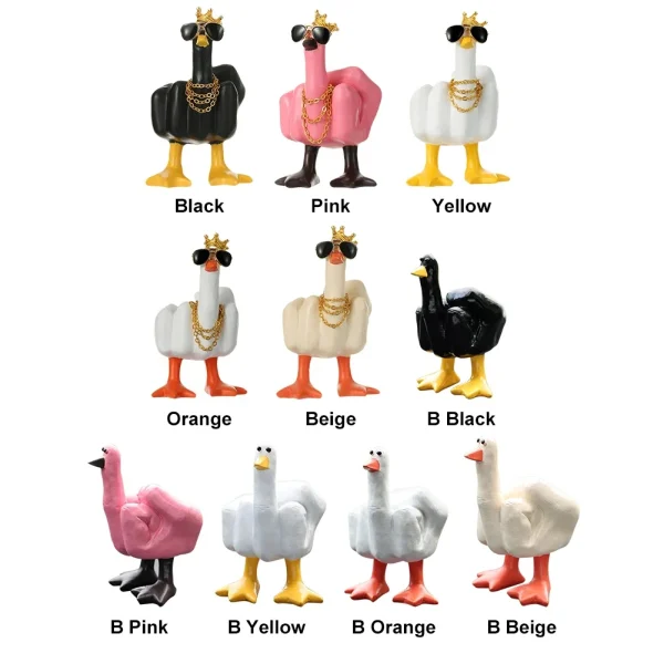 Middle Finger Little Duck Decor Resin Small Duck Sculpture 7.5cm Duck Decorative Figurine for Home Garden Desk Decoration 3