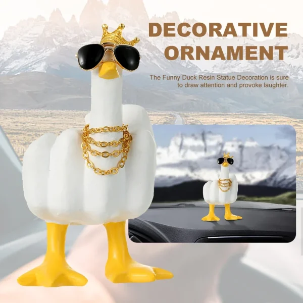 Middle Finger Little Duck Decor Resin Small Duck Sculpture 7.5cm Duck Decorative Figurine for Home Garden Desk Decoration 4