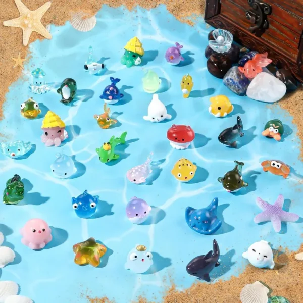 Mini Ocean Resin Animals Tiny Sea Animals Figurines Marine Miniature Decorations for DIY Fish Tank Potted Micro Garden Landscap 1