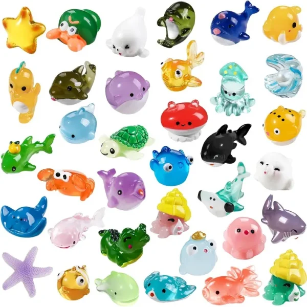 Mini Ocean Resin Animals Tiny Sea Animals Figurines Marine Miniature Decorations for DIY Fish Tank Potted Micro Garden Landscap 3