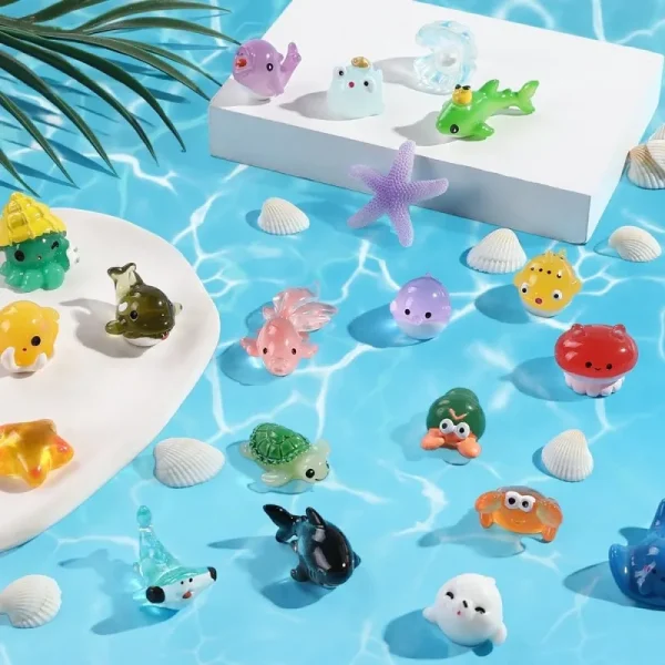 Mini Ocean Resin Animals Tiny Sea Animals Figurines Marine Miniature Decorations for DIY Fish Tank Potted Micro Garden Landscap 4