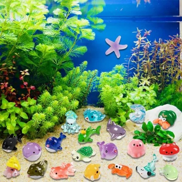 Mini Ocean Resin Animals Tiny Sea Animals Figurines Marine Miniature Decorations for DIY Fish Tank Potted Micro Garden Landscap 6