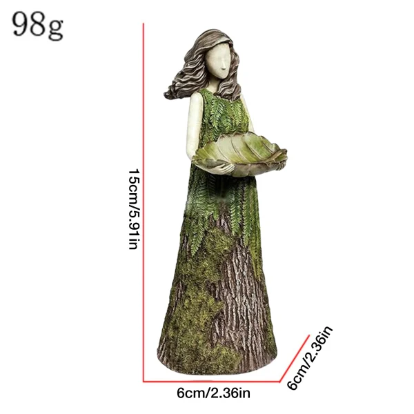 Green Fairy Statue Bird Feeder Resin Decoration Garden Forest Girl Sculpture Figurines Crafts Outdoor Lawn Garden Decoration New 4