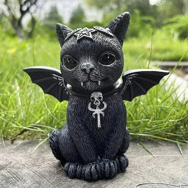 1PC Black Cat Statue Mysterious Cute Cat Witch Cat Figurine Witches Decor Desk Ornament Hand-Painted Sculpture for Halloween 1PC 3