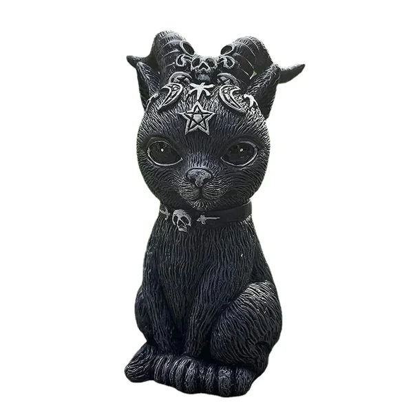 1PC Black Cat Statue Mysterious Cute Cat Witch Cat Figurine Witches Decor Desk Ornament Hand-Painted Sculpture for Halloween 1PC 5