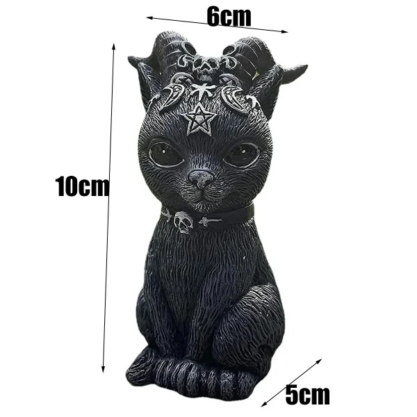1PC Black Cat Statue Mysterious Cute Cat Witch Cat Figurine Witches Decor Desk Ornament Hand-Painted Sculpture for Halloween 1PC 6