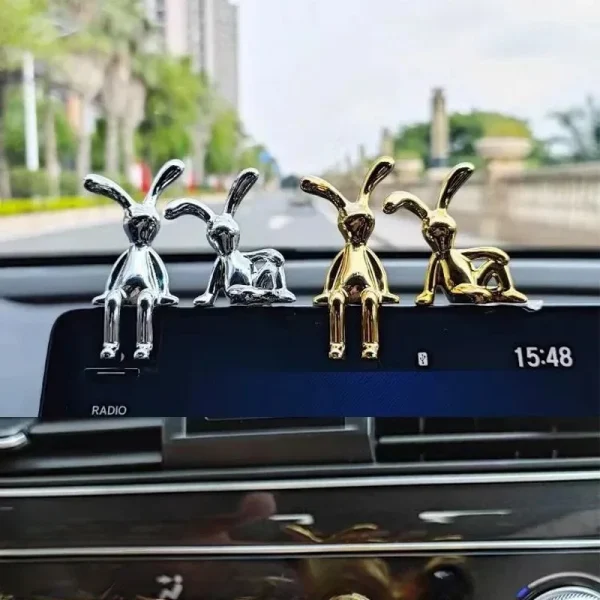Rabbit Figurine Long-Eared Rabbit Statue Home Office Desktop Decoration Car Central Control Easter Bunny Art Ornaments 1