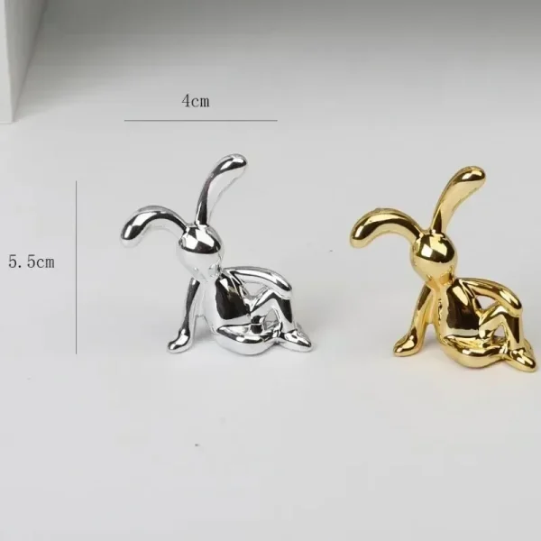 Rabbit Figurine Long-Eared Rabbit Statue Home Office Desktop Decoration Car Central Control Easter Bunny Art Ornaments 2