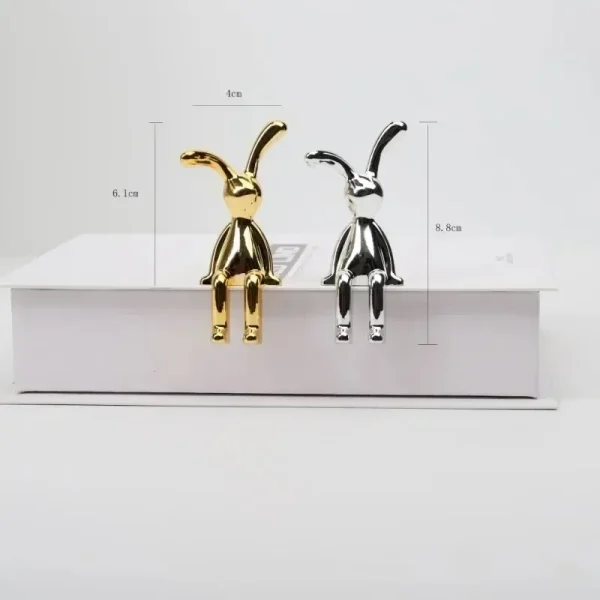 Rabbit Figurine Long-Eared Rabbit Statue Home Office Desktop Decoration Car Central Control Easter Bunny Art Ornaments 4