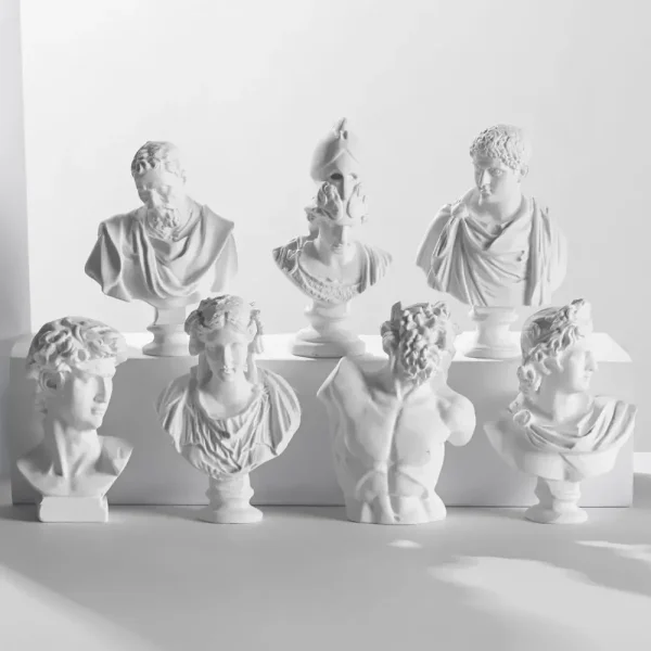 New Mini Figurine Plaster Statue Greek Mythology Celebrities Famous Sculpture Drawing Practice Gypsum Bust Portraits Home Decor 1