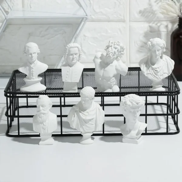 New Mini Figurine Plaster Statue Greek Mythology Celebrities Famous Sculpture Drawing Practice Gypsum Bust Portraits Home Decor 2