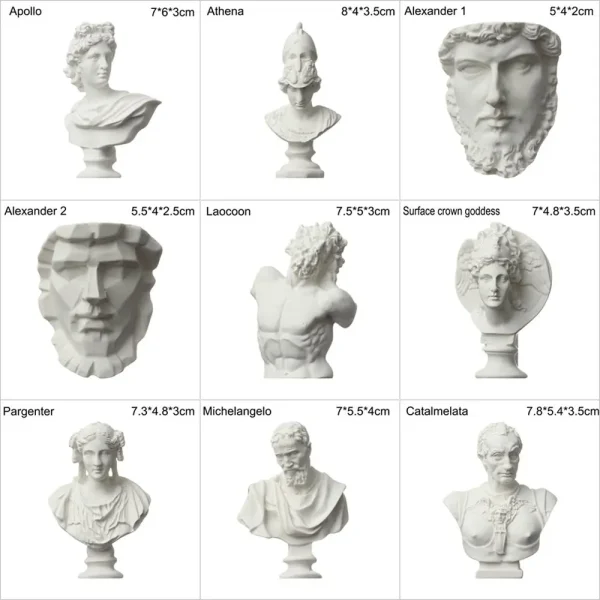 New Mini Figurine Plaster Statue Greek Mythology Celebrities Famous Sculpture Drawing Practice Gypsum Bust Portraits Home Decor 5