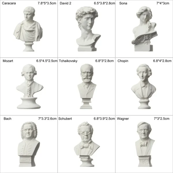 New Mini Figurine Plaster Statue Greek Mythology Celebrities Famous Sculpture Drawing Practice Gypsum Bust Portraits Home Decor 6
