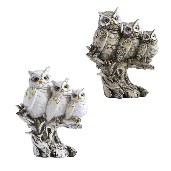 Owl Figurines Creative Tabletop Ornament Owl Sculpture Owl Statue for Office Cabinet Bedroom Living Room Table Centerpiece 2