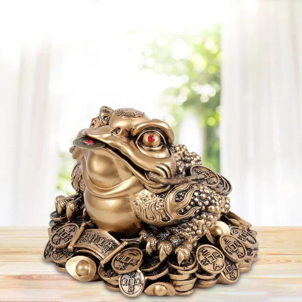 Feng Shui Wealth Fortune Toad Figurine Tabletop Sculpture Desk Decoration Three Leg Toad for House Warming Gift Exquisite 3