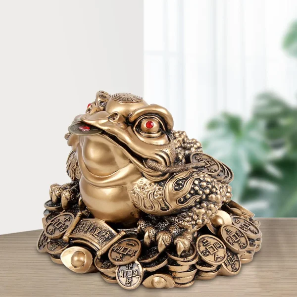 Feng Shui Wealth Fortune Toad Figurine Tabletop Sculpture Desk Decoration Three Leg Toad for House Warming Gift Exquisite 4